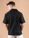 Black Half Sleeve Cuban Collar Shirt